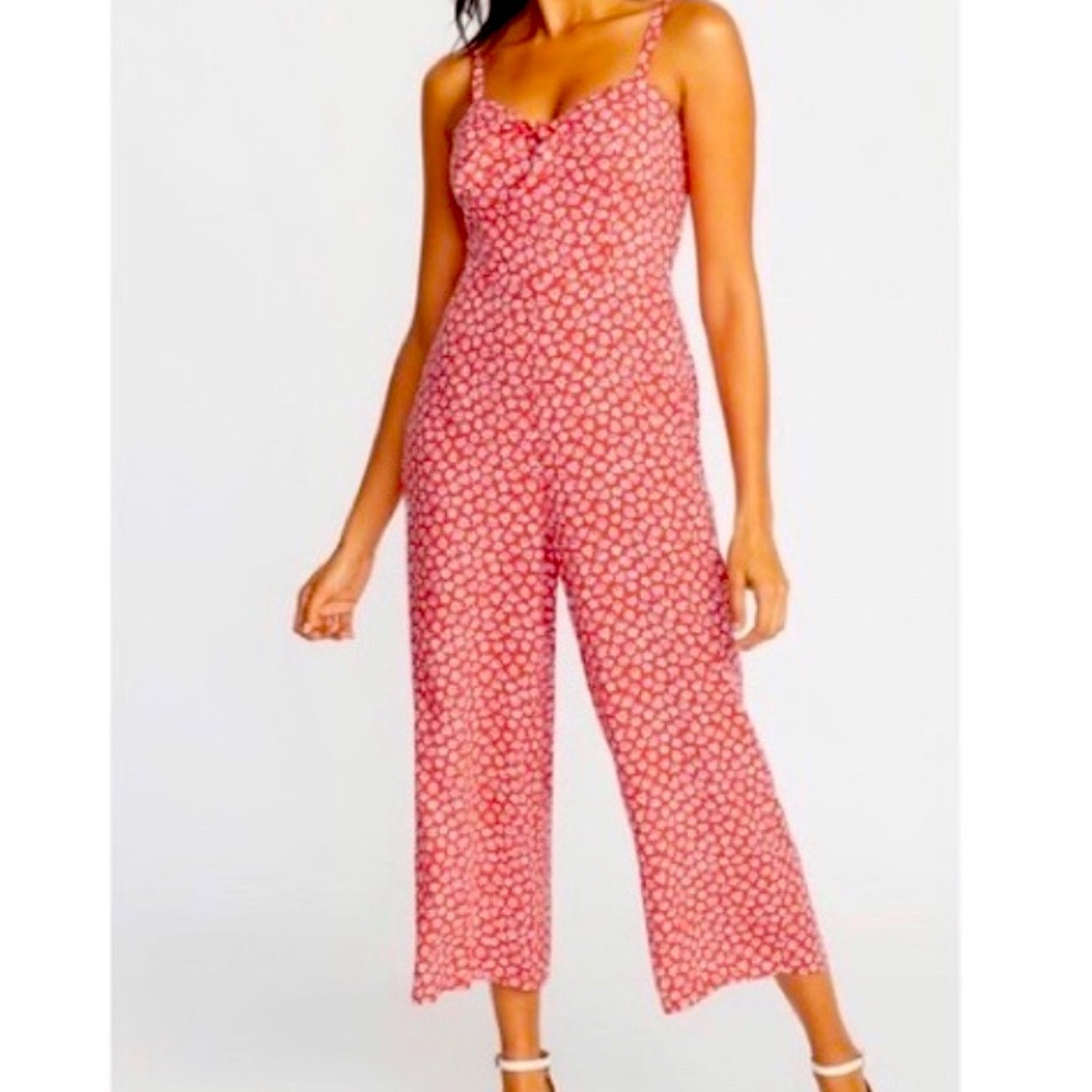 Old Navy Red Floral Tie-front Cami Jumpsuit Size XXL